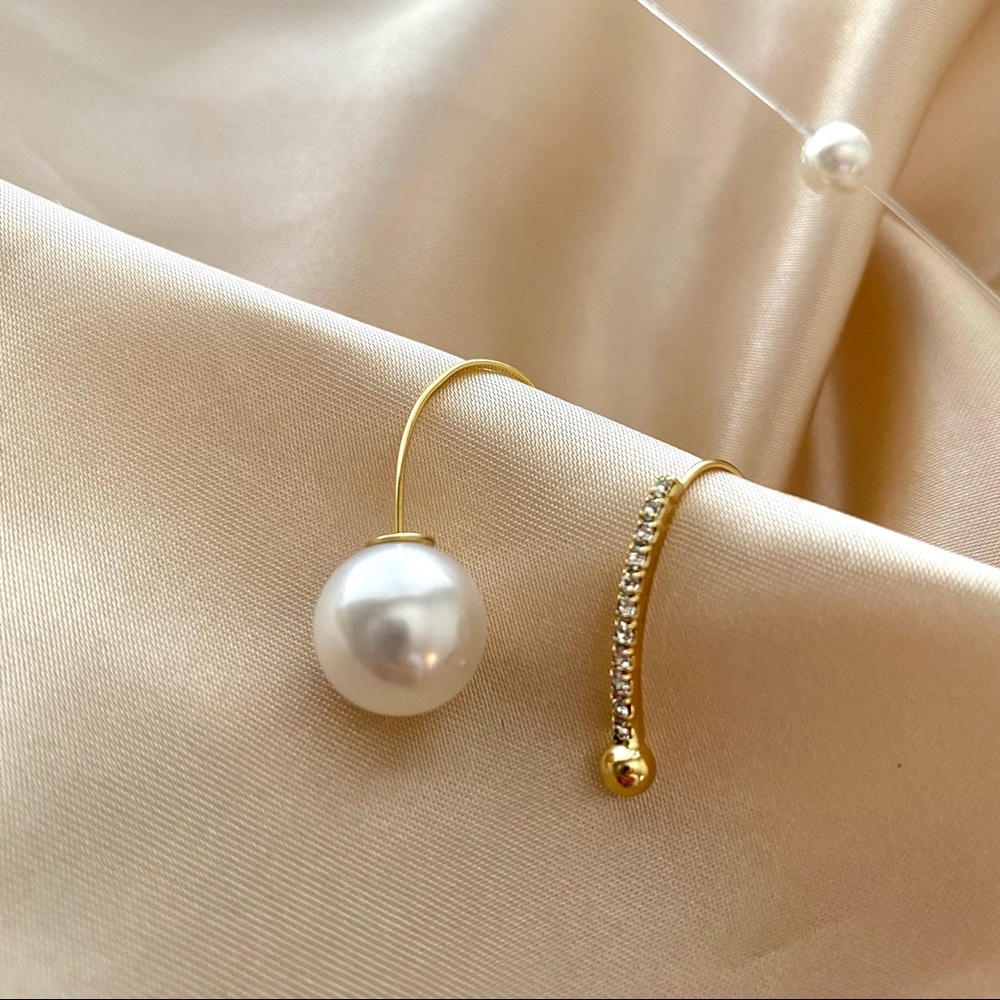 💙Pearl Crystal Zircon Wire Hooks Earrings